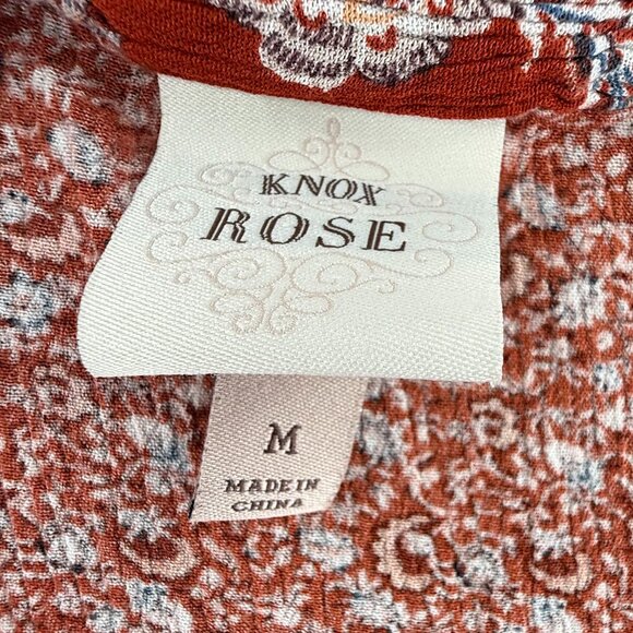 Knox Rose Dress Burnt Orange Boho Relaxed Fit Medium Buttons Floral Rayon - Picture 3 of 12